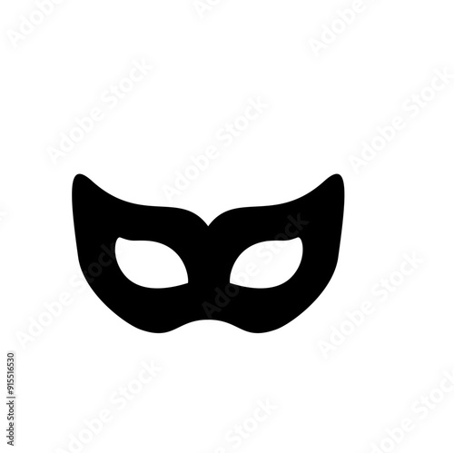 Carnival masks silhouettes. Black fill icons of masquerade mask for party, parade and carnival for Mardi Gras and Halloween. Fantasy ornate face masks symbol elements on transparent background.