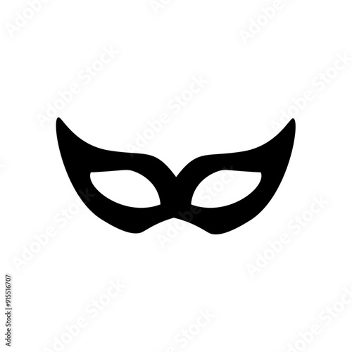 Carnival masks silhouettes. Black fill icons of masquerade mask for party, parade and carnival for Mardi Gras and Halloween. Fantasy ornate face masks symbol elements on transparent background.
