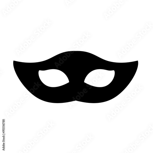 Carnival masks silhouettes. Black fill icons of masquerade mask for party, parade and carnival for Mardi Gras and Halloween. Fantasy ornate face masks symbol elements on transparent background.