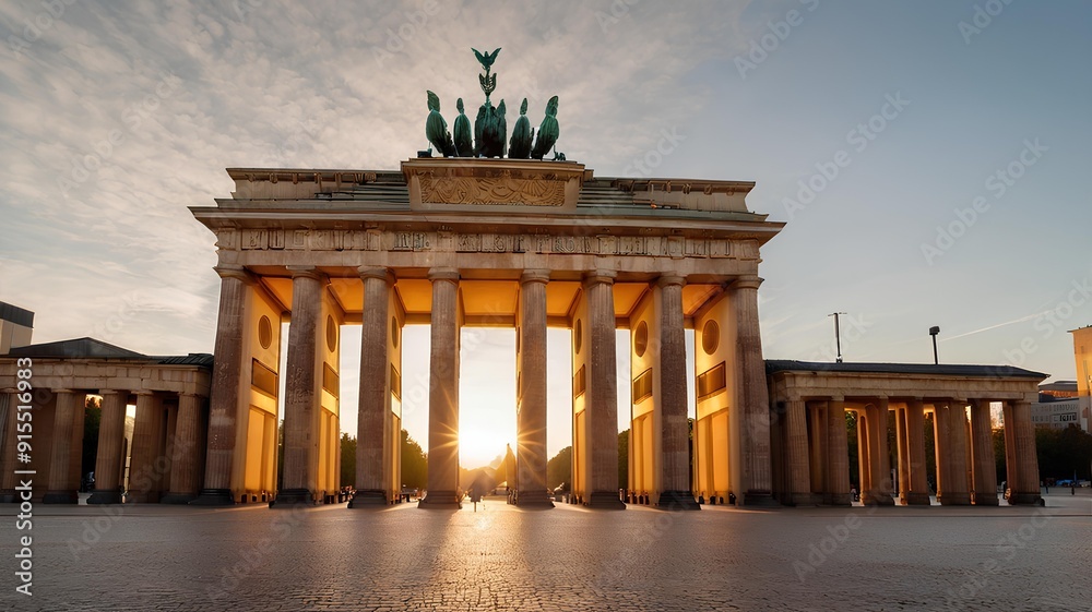 Obraz premium Berlin at Sunset: A Serene View of the Brandenburg Gate