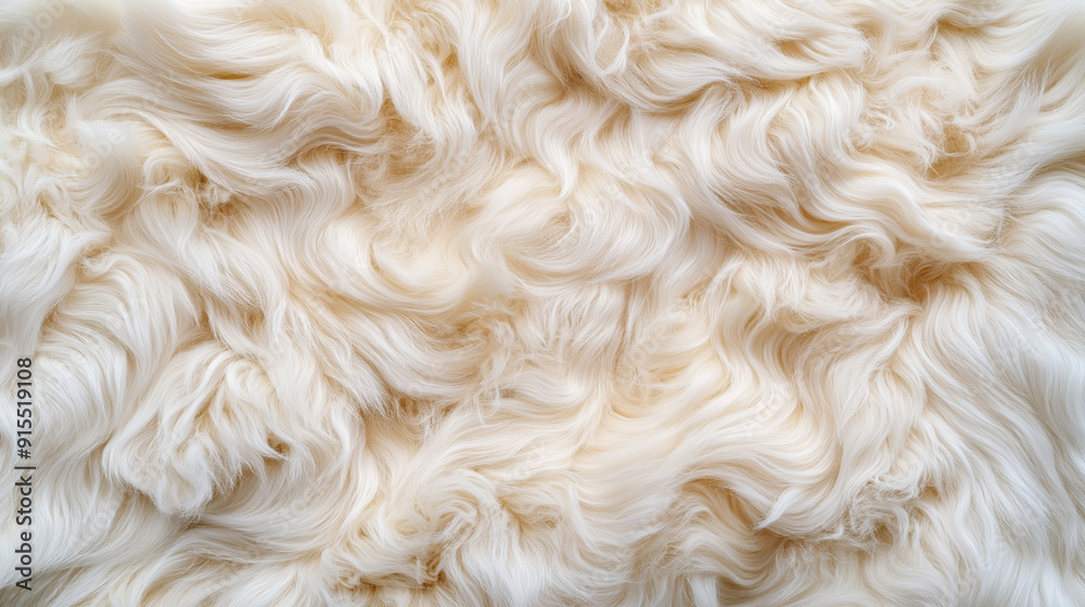 Close-up texture of soft, fluffy white fur with wavy patterns. Close-up texture of soft, fluffy white fur with wavy patterns.