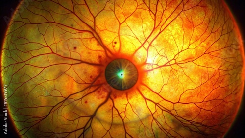 of pigment deposits in the retina due to retinitis pigmentosa, retina, eye disease photo