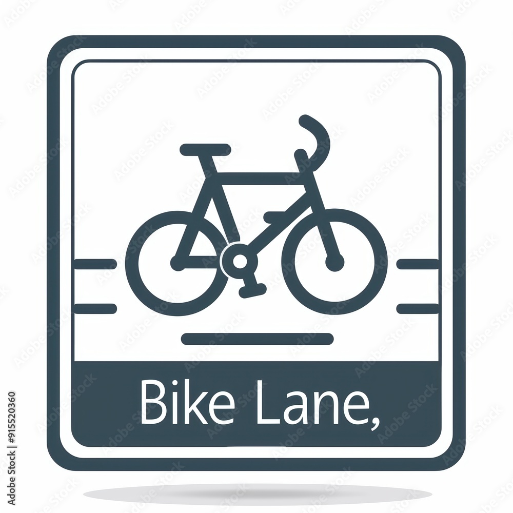 Black and white bike lane sign guides cyclists in the city, ensuring safety and showing the right path Black and white bike lane sign guides cyclists in the city, ensuring safety and showing the right path