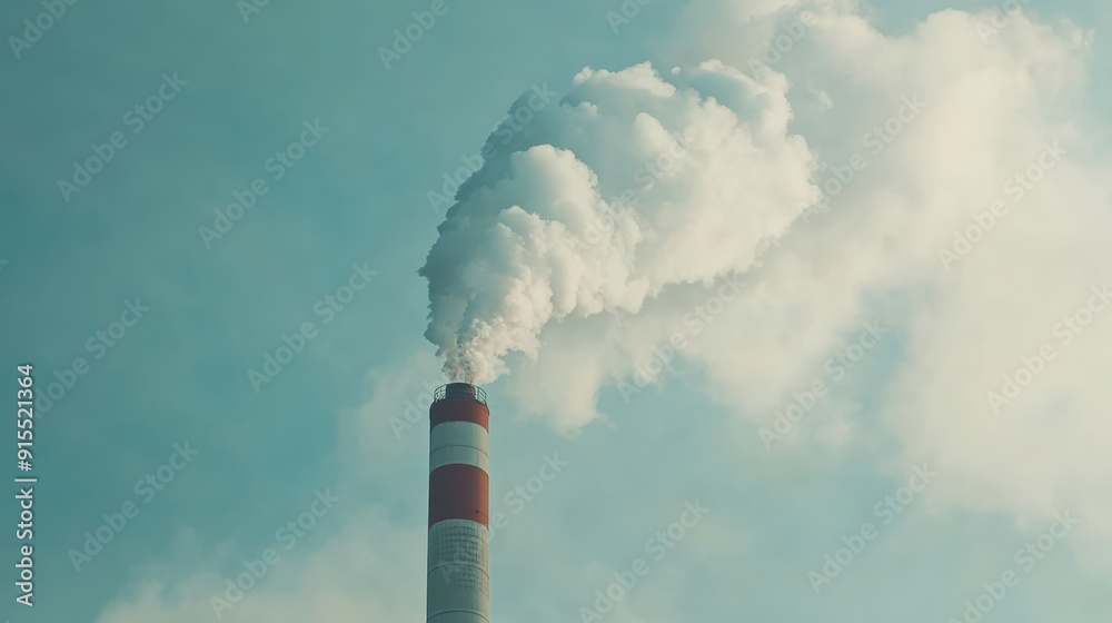 Industrial Factory Emissions Polluting Cloudy Sky - Environmental Pollution Concept Industrial Factory Emissions Polluting Cloudy Sky - Environmental Pollution Concept