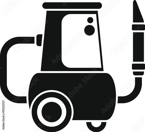 Black silhouette of a professional steam cleaner machine for deep cleaning