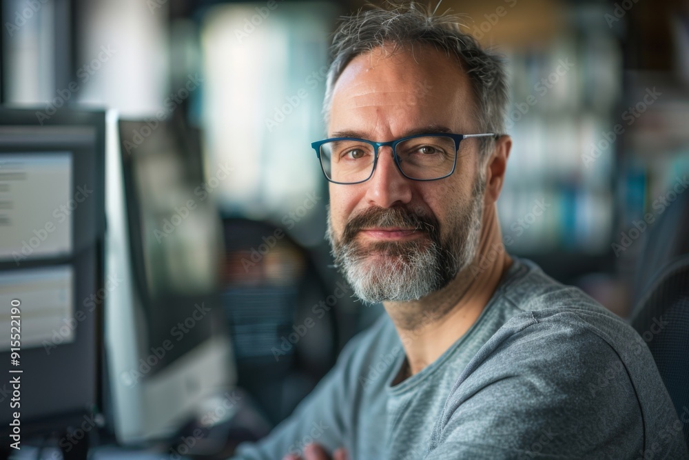 Portrait of a middle aged male software engineer Portrait of a middle aged male software engineer