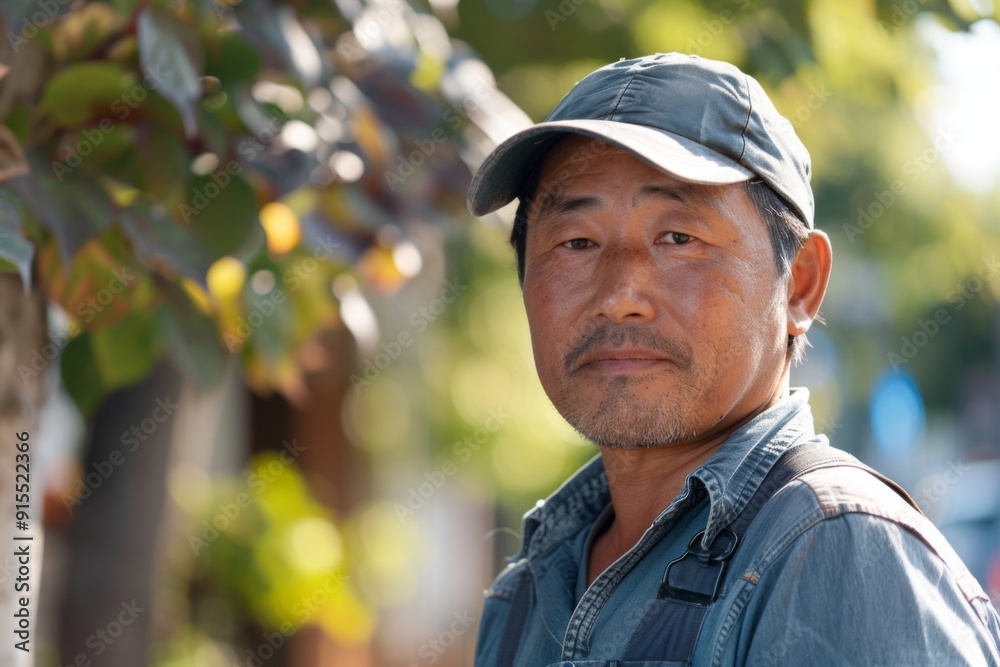 Portrait of a middle aged Asian male landscaping worker Portrait of a middle aged Asian male landscaping worker