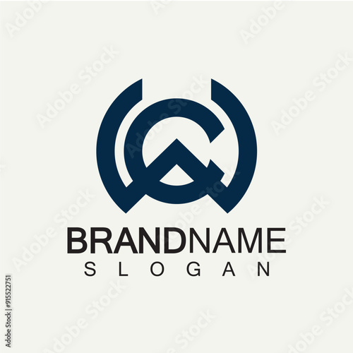Alphabet Letters CW or WC logo design template