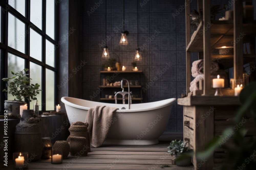 Interior of a nordic style bathroom Interior of a nordic style bathroom