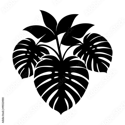 Palm Leaves Silhouette Illustration isolated on white background