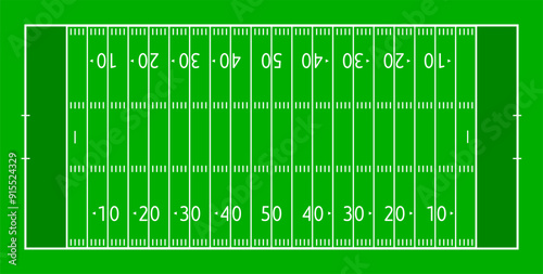 Wallpaper Mural A detailed layout of a football field showing yard lines, end zones, and markings for gameplay analysis. Vector illustration Torontodigital.ca