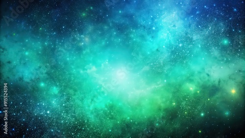 Grainy texture gradient background with green and blue cyan colors resembling a galaxy, grainy, texture, gradient, green, blue