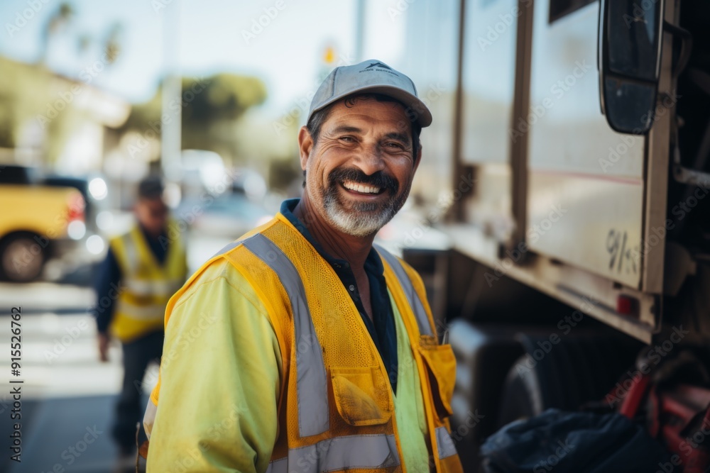 Portrait of a smiling middle aged sanitation worker Portrait of a smiling middle aged sanitation worker
