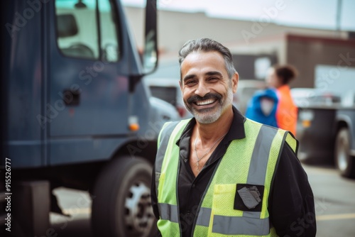 Portrait of a smiling middle aged sanitation worker