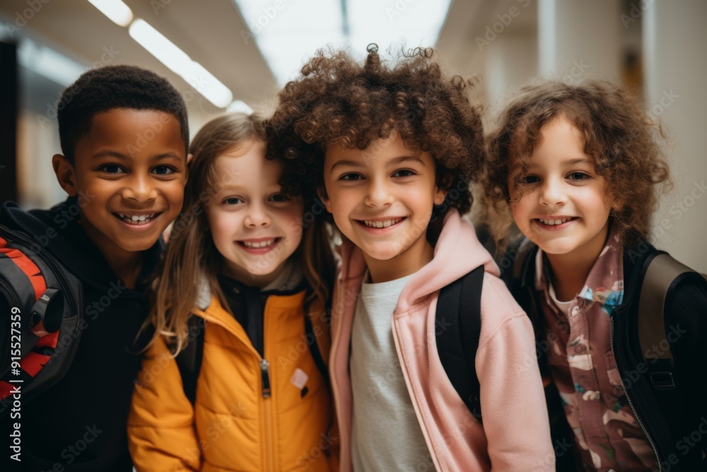 Portrait of a smiling group of young students in elementary school Portrait of a smiling group of young students in elementary school