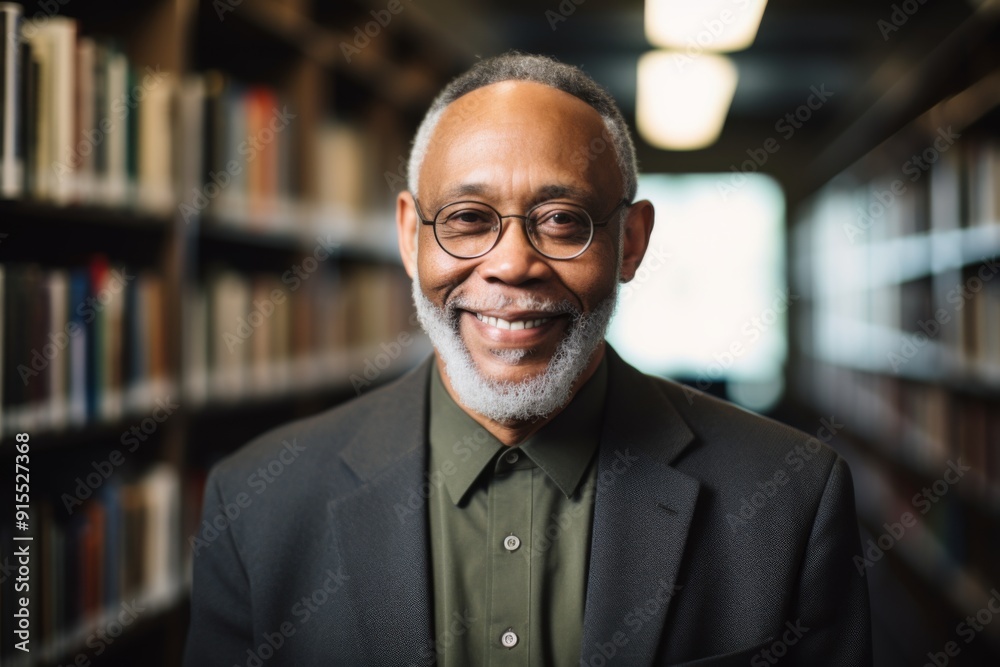 Portrait of a senior male professor in library
