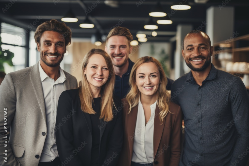 Smiling portrait of a diverse group of business people in office