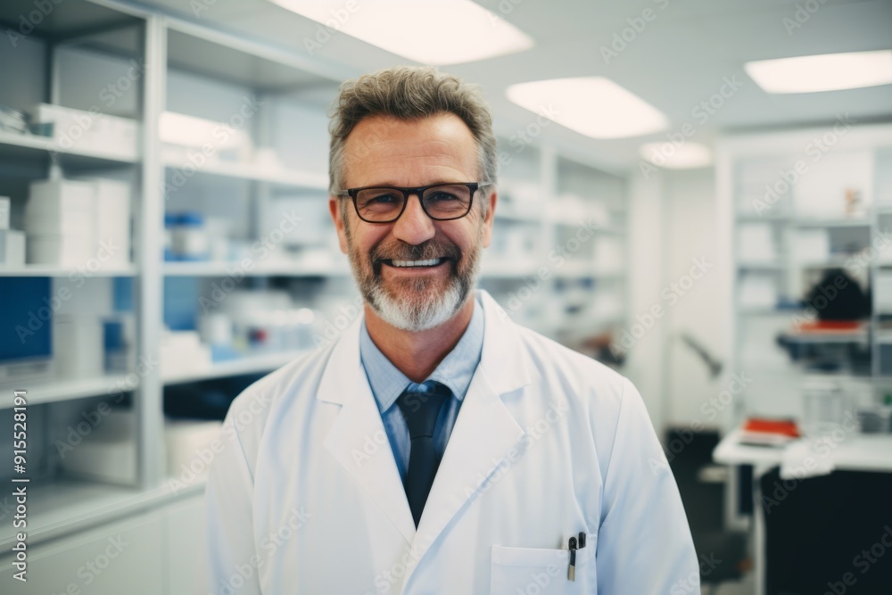 Smiling portrait of a middle aged male doctor in hospital Smiling portrait of a middle aged male doctor in hospital