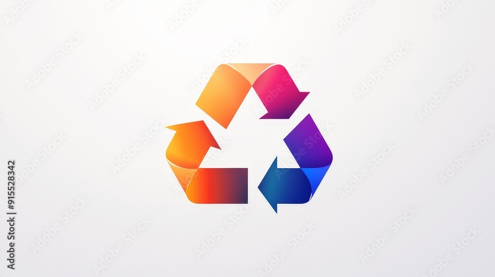 beautiful and modern recycle logo with colorful hues on a white background, using sleek, beautiful and modern recycle logo with colorful hues on a white background, using sleek,