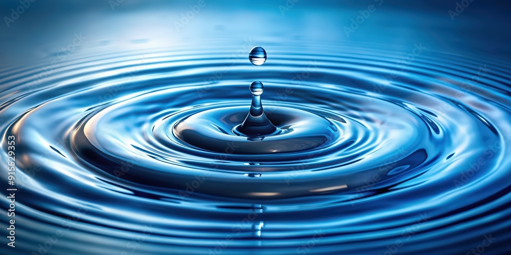 Water drops creating ripples on the surface of the water, nature, droplets, reflection, serene, abstract, blue, calm, tranquil, liquid Water drops creating ripples on the surface of the water, nature, droplets, reflection, serene, abstract, blue, calm, tranquil, liquid