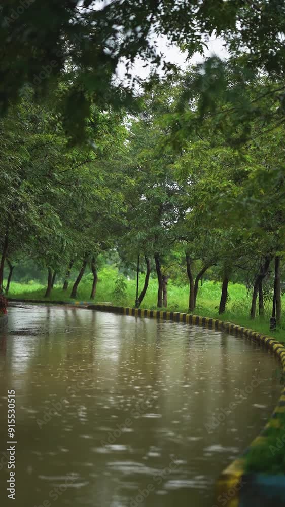 Serene Rainy Day in a Lush Green Park Calm Nature Scene Stock Video, Rain Falling on a Quiet Park Path Peaceful Outdoor Landscape stock video. Serene Rainy Day in a Lush Green Park Calm Nature Scene Stock Video, Rain Falling on a Quiet Park Path Peaceful Outdoor Landscape stock video.