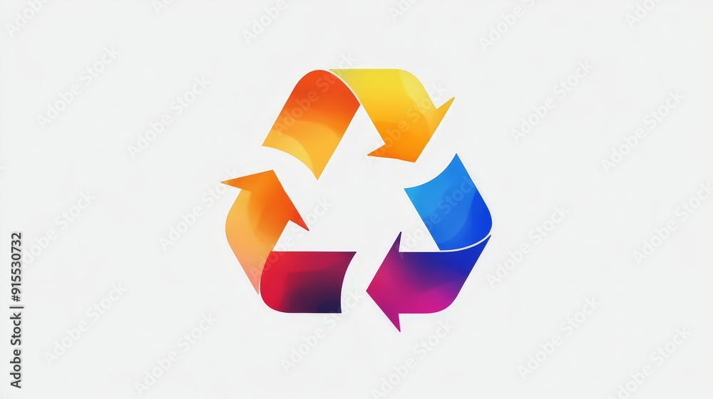 Develop a lively recycle logo featuring vibrant colors against a white background. Develop a lively recycle logo featuring vibrant colors against a white background.