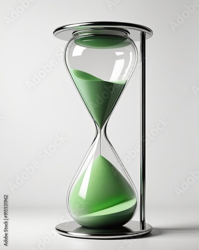 Antique hourglass, symbolic of time's fleeting flow, measures moments in grains of sand