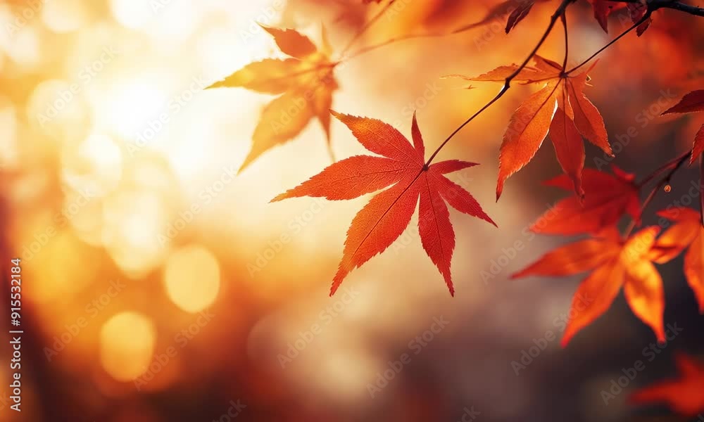 Autumn leaves with warm golden glow in background Autumn leaves with warm golden glow in background