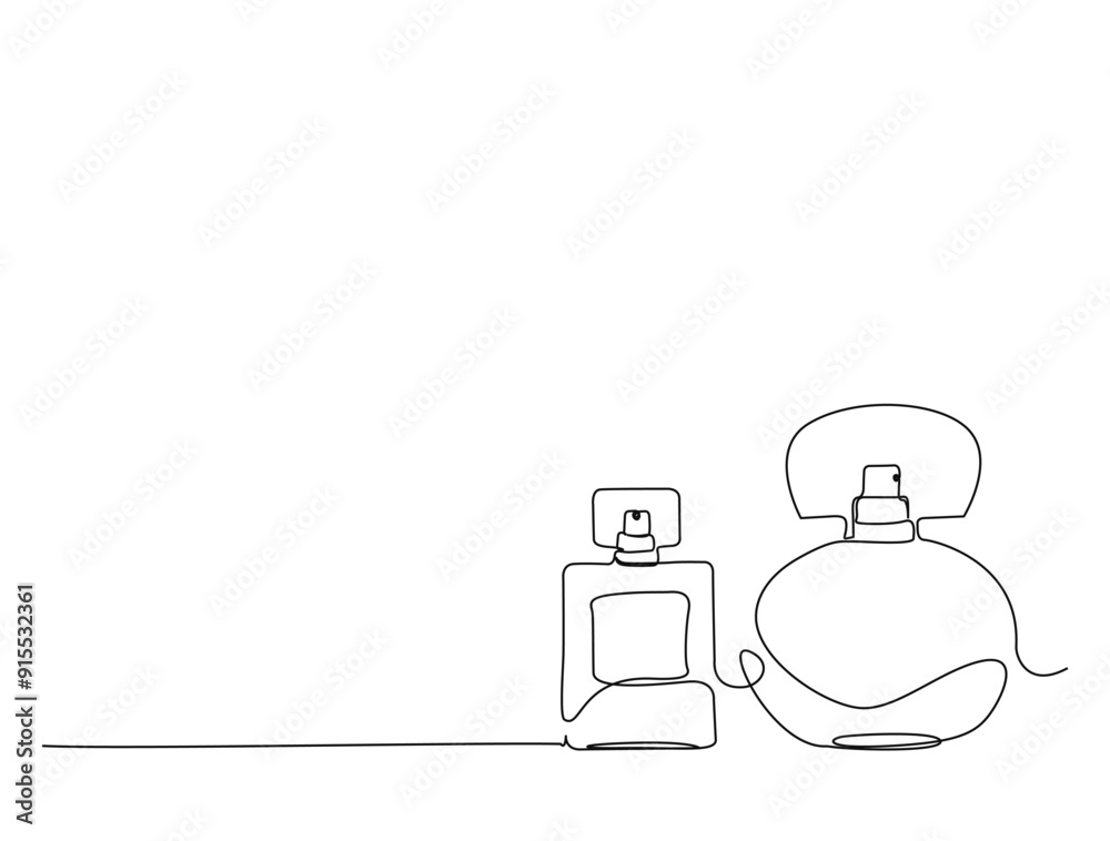 Continuous one line drawing of perfume bottle set. Trendy perfume bottle single line vector illustration. Continuous one line drawing of perfume bottle set. Trendy perfume bottle single line vector illustration.