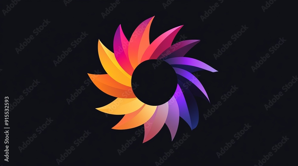Develop a stunning logo featuring smooth color changes on a black backdrop Develop a stunning logo featuring smooth color changes on a black backdrop