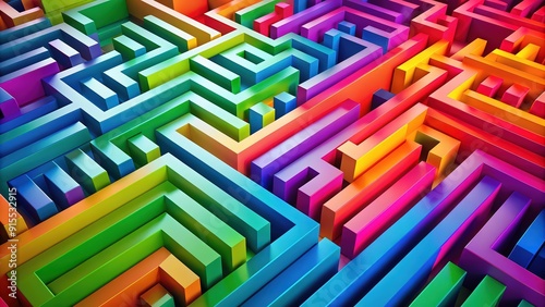 Colorful maze in vibrant hues , maze, bright, colors, vibrant, landscape, puzzle, abstract, design, pattern