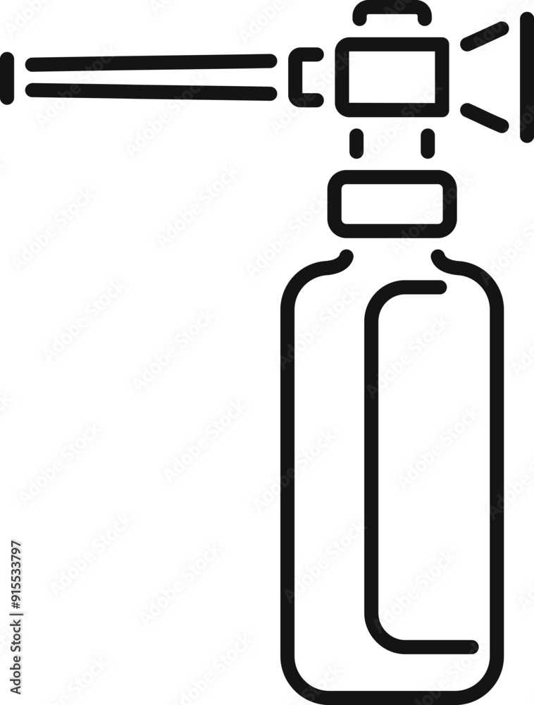 Line drawing of a fire extinguisher using chemical foam to put out a fire Line drawing of a fire extinguisher using chemical foam to put out a fire