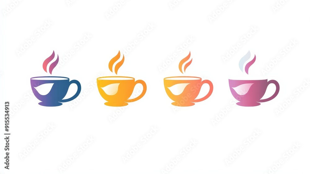 Develop an appealing coffee logo using alternating colors on a white background. Develop an appealing coffee logo using alternating colors on a white background.