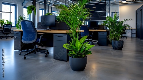  Lush green plants in stylish pots adorn a modern living room, adding a touch of nature to the minim