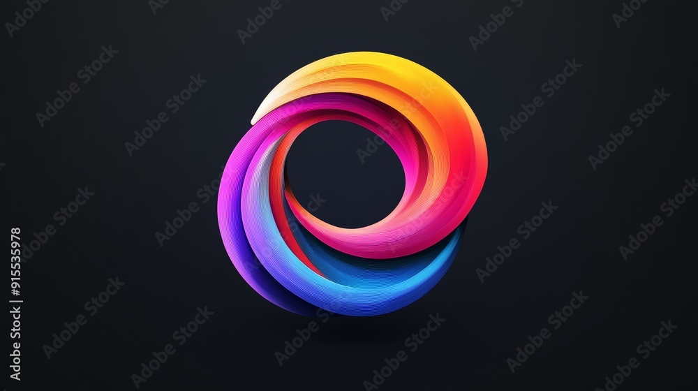 Develop an eye-catching logo with graceful color changes on a black canvas. Highlight dynamic gradients and sleek design features for a modern appearance. Develop an eye-catching logo with graceful color changes on a black canvas. Highlight dynamic gradients and sleek design features for a modern appearance.