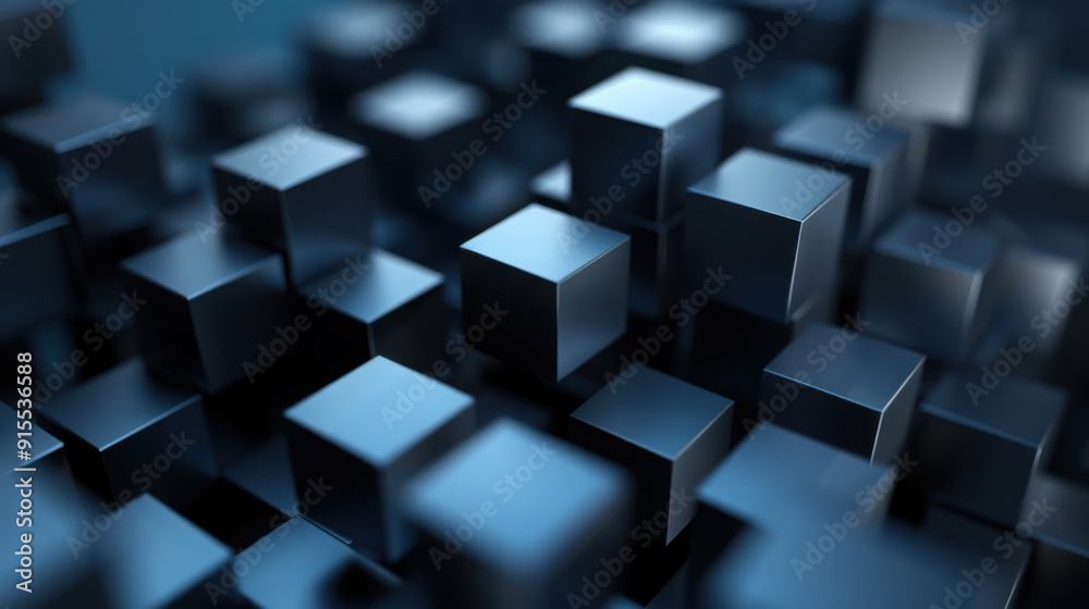 Abstract geometric blocks on dark background, 3d render. Abstract geometric blocks on dark background, 3d render.