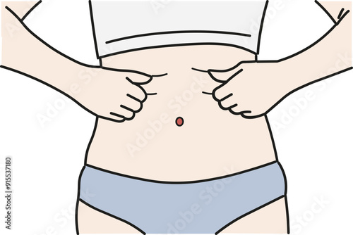 Woman diet young girl showing flat belly