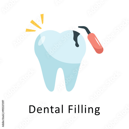 Dental Filling Vector Flat Icon Design illustration Symbol on White background EPS 10 File