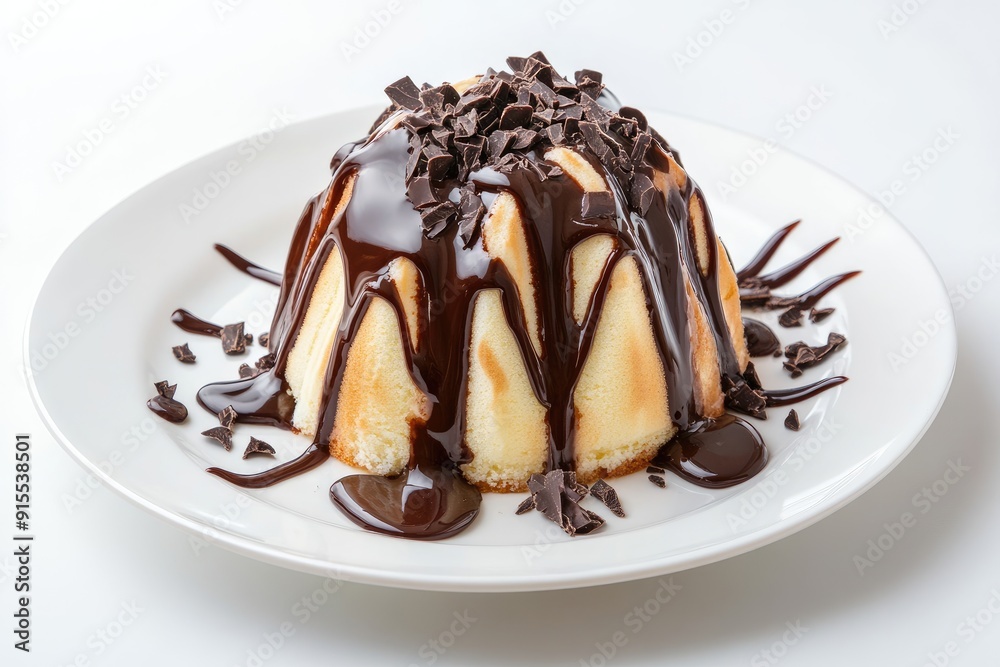 Chocolate-Covered Dessert on White Plate Chocolate-Covered Dessert on White Plate