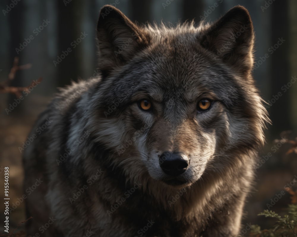 Obraz premium Majestic Wolf in Forest