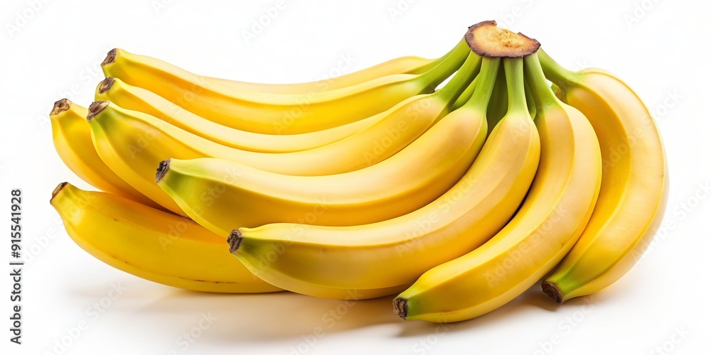 Fresh yellow bananas in a bunch isolated on a white background, fruit, food, healthy, tropical, ripe Fresh yellow bananas in a bunch isolated on a white background, fruit, food, healthy, tropical, ripe