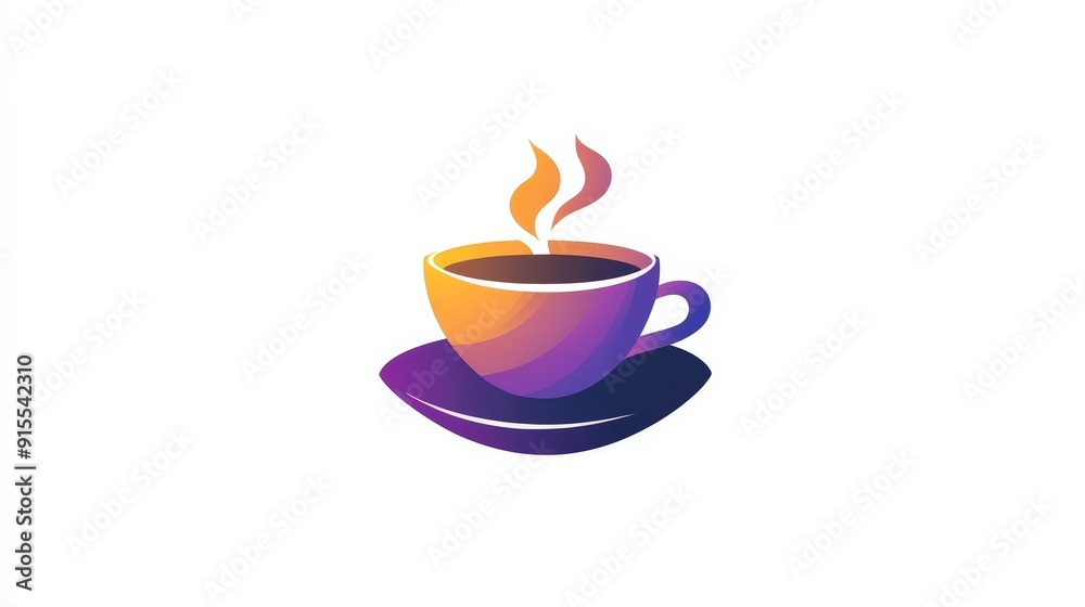 Imagine a modern coffee logo with alternating colors on a white backdrop Imagine a modern coffee logo with alternating colors on a white backdrop