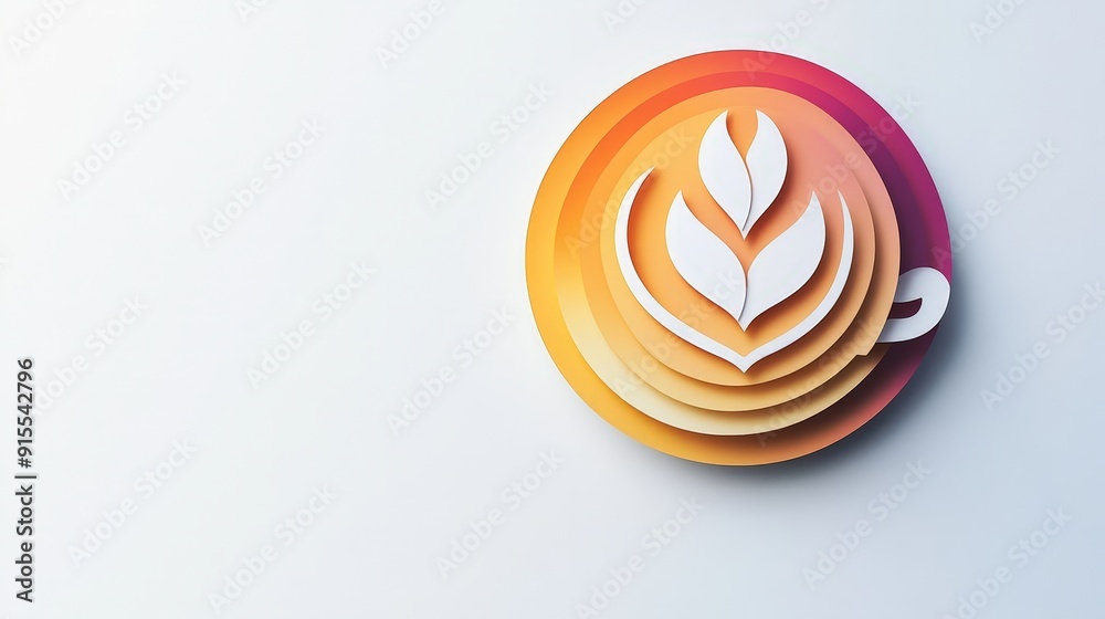 Obraz premium Imagine a sophisticated coffee logo featuring alternating colors on a white canvas. Use modern patterns and fluid gradients for a stylish and visually engaging design