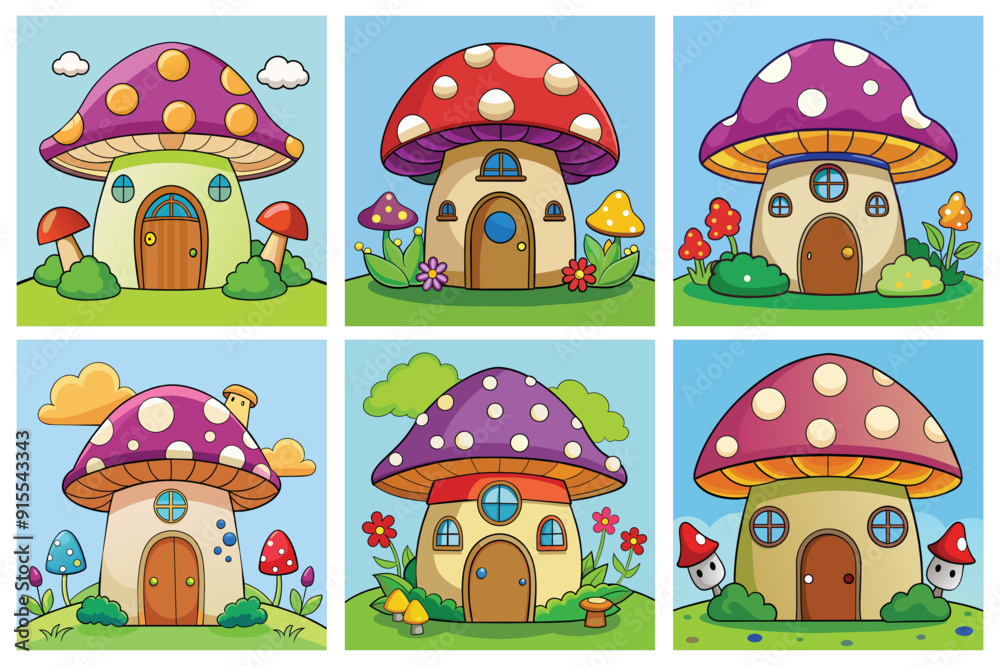 Obraz premium Mushroom house for cute fantasy fairy tale