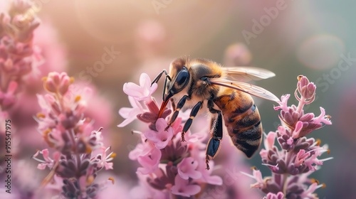 Bees and insects thriving in pollinatorfriendly solar gardens, wildlife renewable change, pollinator support photo