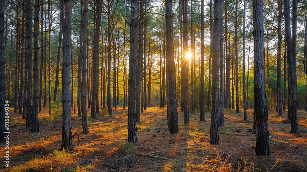 Obraz premium Droughtresistant trees in a forest adapted to changing weather patterns, forest resources weather, climate resilience