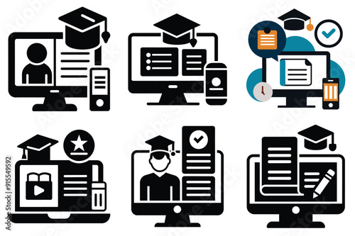 Learning and online education examination vector icon