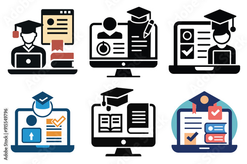 Learning and online education examination vector icon