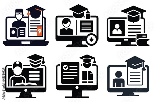 Learning and online education examination vector icon