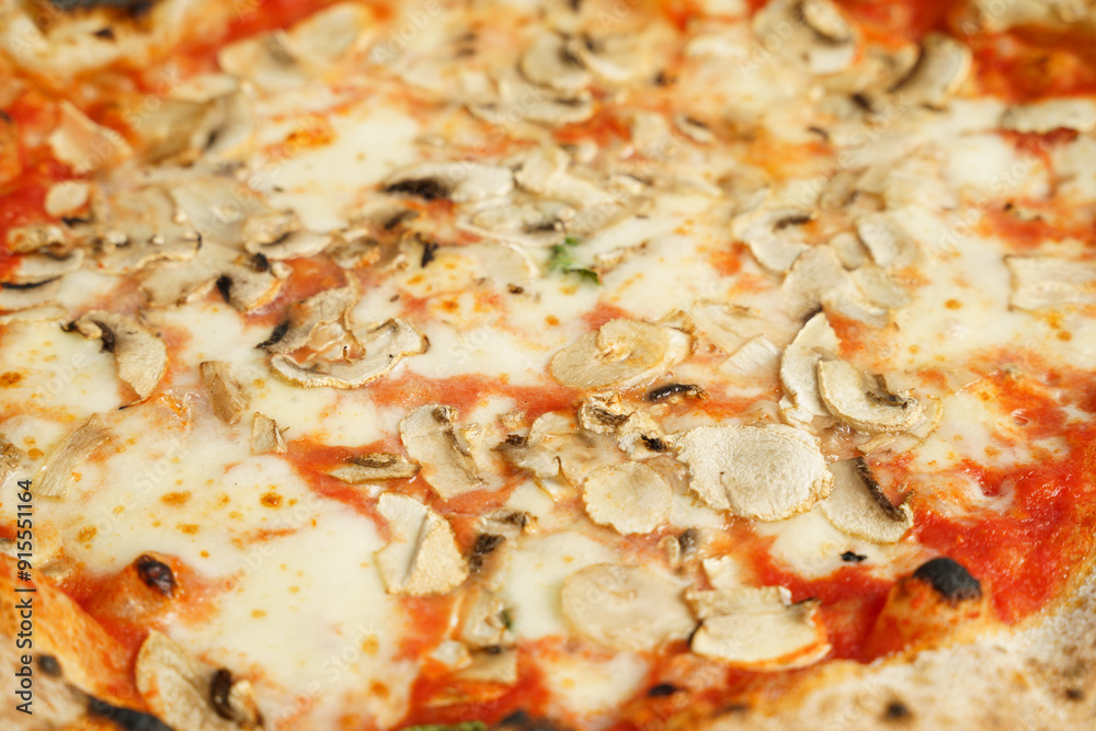 Original Italian pizza with mushroom, cheese and tomato sauce Original Italian pizza with mushroom, cheese and tomato sauce